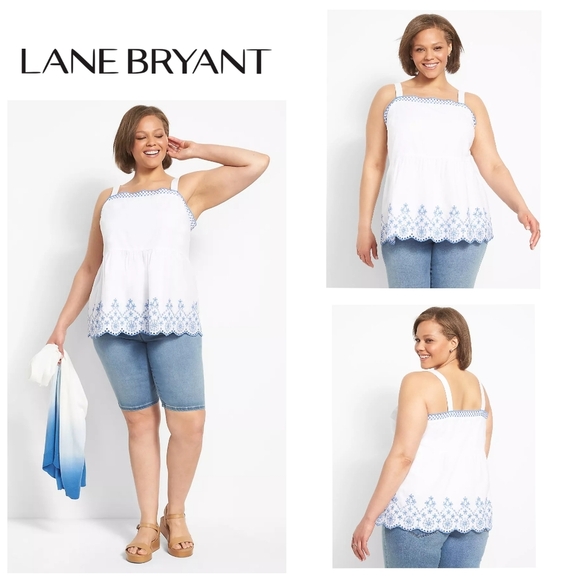 Lane Bryant Classic Square-Neck Peplum Eyelet Tank. Size 22 - Picture 1 of 6